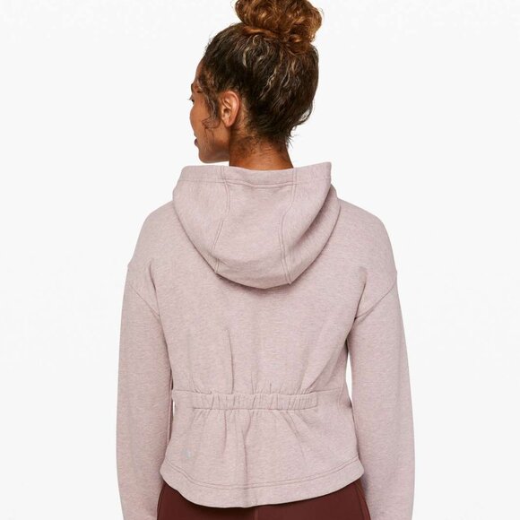 💖🌸 R-A-R-E Lululemon Cropped Peplum Hoodie Jacket Sweater in pretty Pink - Picture 4 of 11